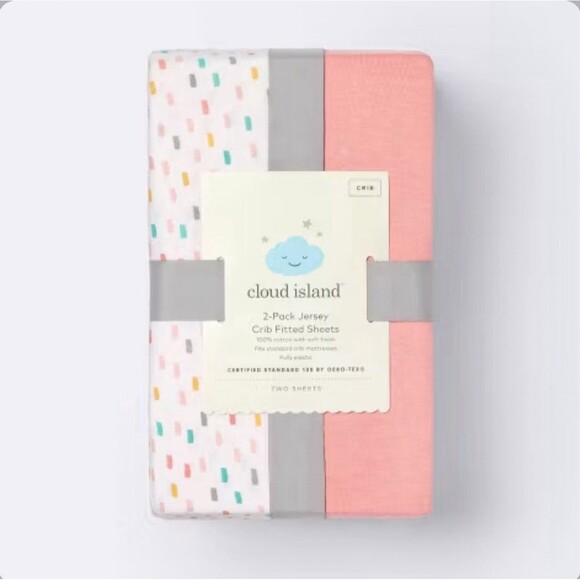 Cloud Island 2-Pack Jersey Crib Fitted Sheets & Jersey Quilted Blanket Set Pink - Picture 3 of 10